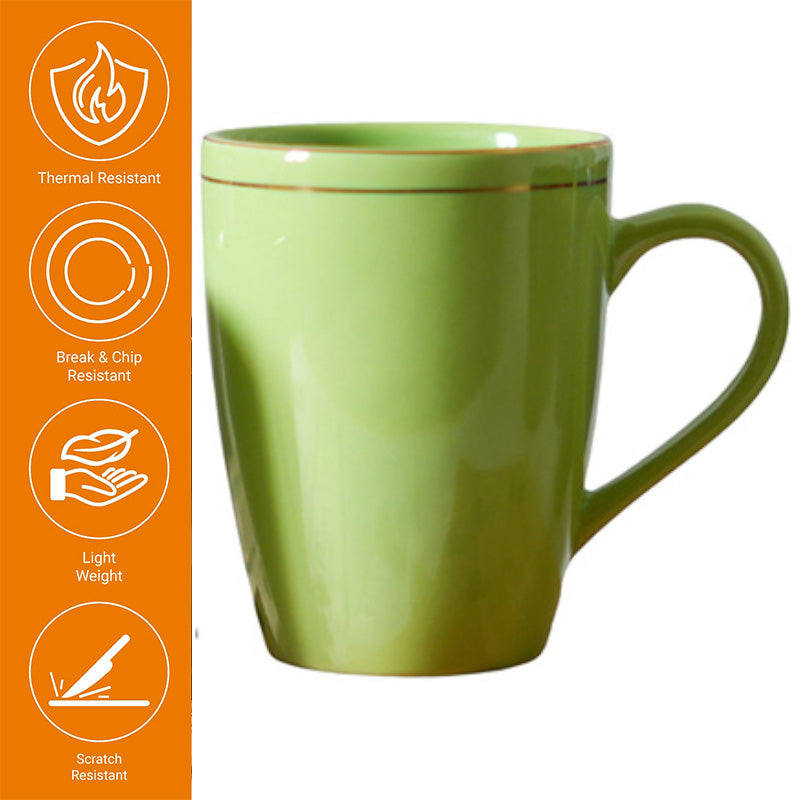 Mug & Tea Cup - Sanva Green Ceramic Mug (360 ML) - Set Of Four