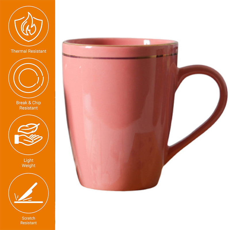 Mug & Tea Cup - Sanva Peach Ceramic Mug (360 ML) - Set Of Four