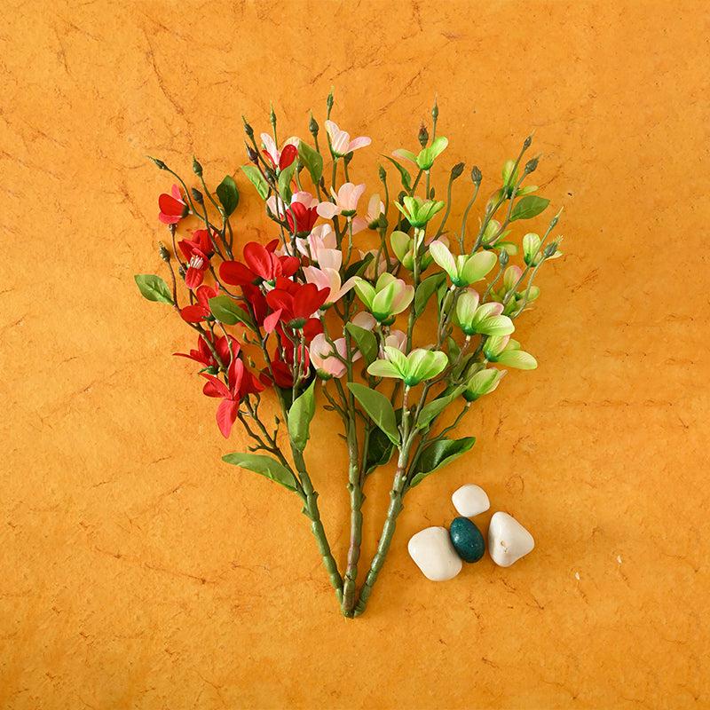 Buy Faux Everlasting Moth Orchid Flower Bunch (Multicolor) - Set of Three Artificial Flowers from Vaaree