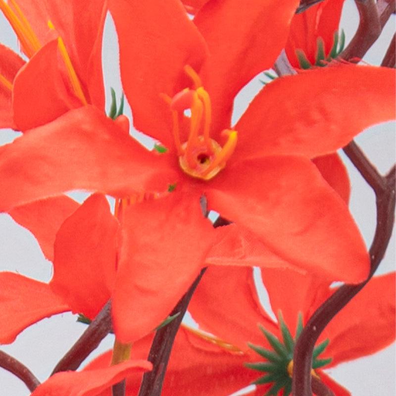 Buy Faux Everlasting Cymbidium Orchid Flower Bunch - Orange Artificial Flowers from Vaaree