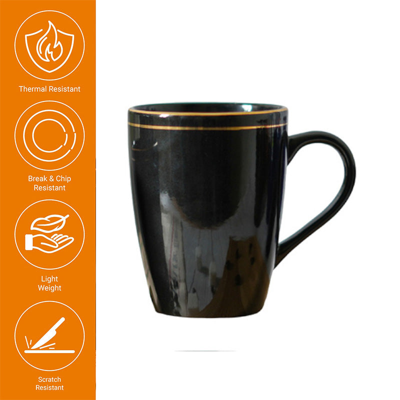 Mug & Tea Cup - Sanva Black Ceramic Mug (360 ML) - Set Of Four