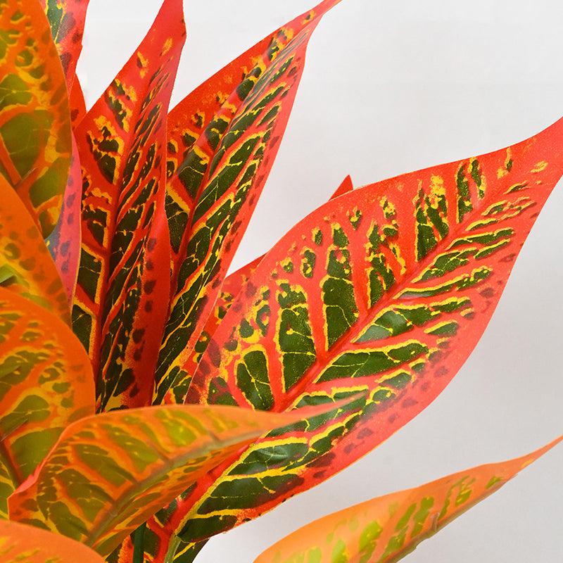 Buy Faux Everlasting Red Iceton Croton Plant With Pot - 2.4 Feet Artificial Plants from Vaaree