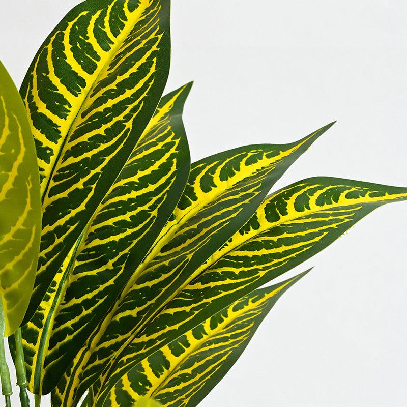 Buy Faux Everlasting Yellow Iceton Croton Plant With Pot - 2.4 Feet Artificial Plants from Vaaree