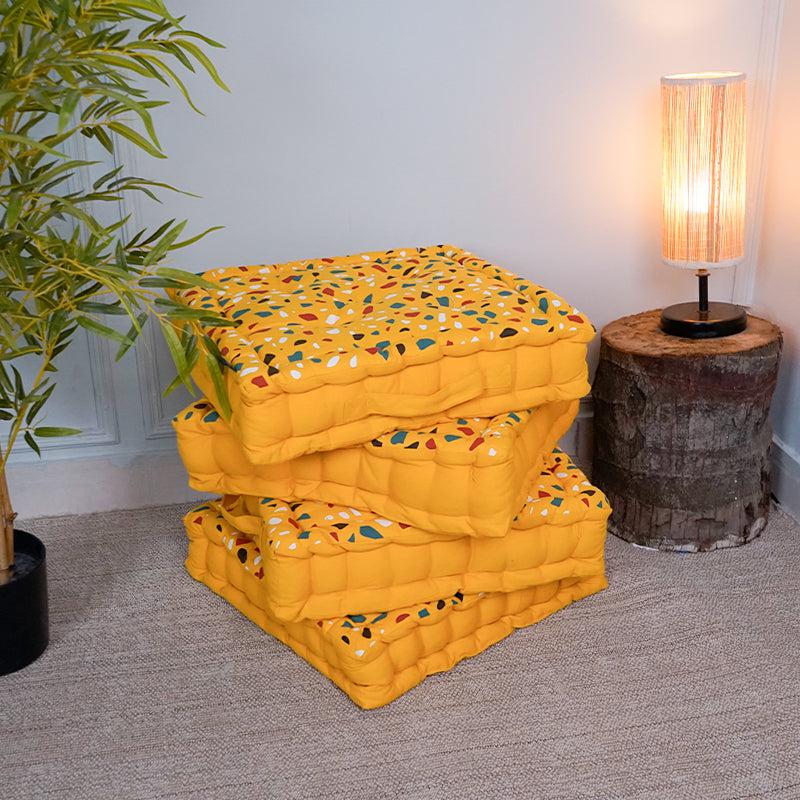 Buy Narnia Floor Cushion (Yellow) - Set Of Four Floor Cushions from Vaaree