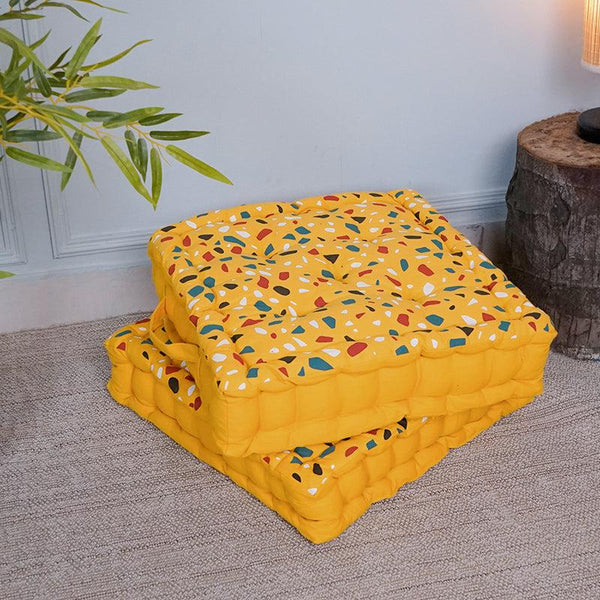 Buy Narnia Floor Cushion (Yellow) - Set Of Two Floor Cushions from Vaaree