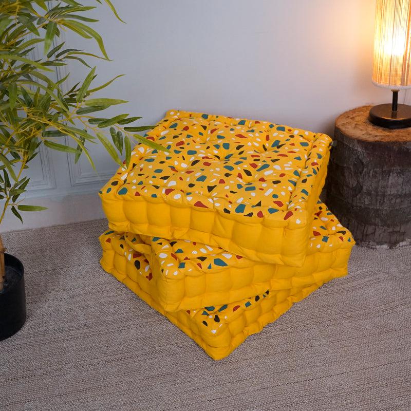 Buy Narnia Floor Cushion (Yellow) - Set Of Three Floor Cushions from Vaaree