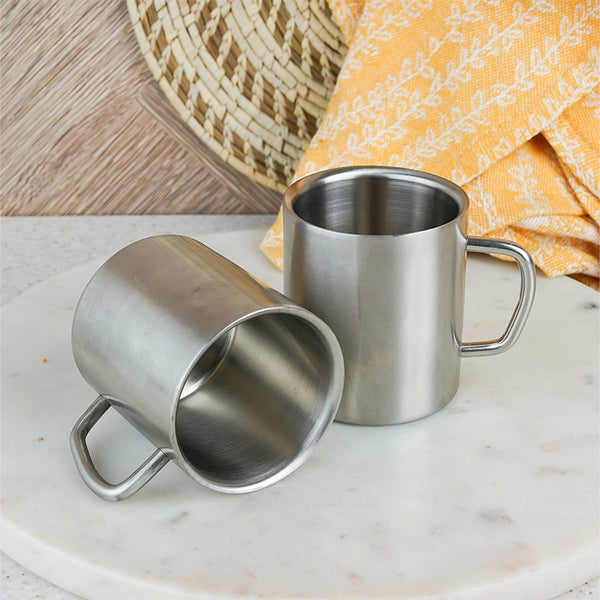 Deevas Stainless Steel Matte Mug (170 ML) - Set Of Four