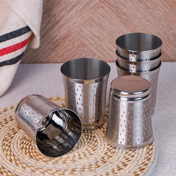 Mafine Stainless Steel Tumbler (300 ML) - Set Of Six