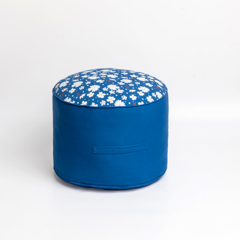 Buy Fiona Floral Pouffe - Classic Blue Ottomans & Pouffe from Vaaree