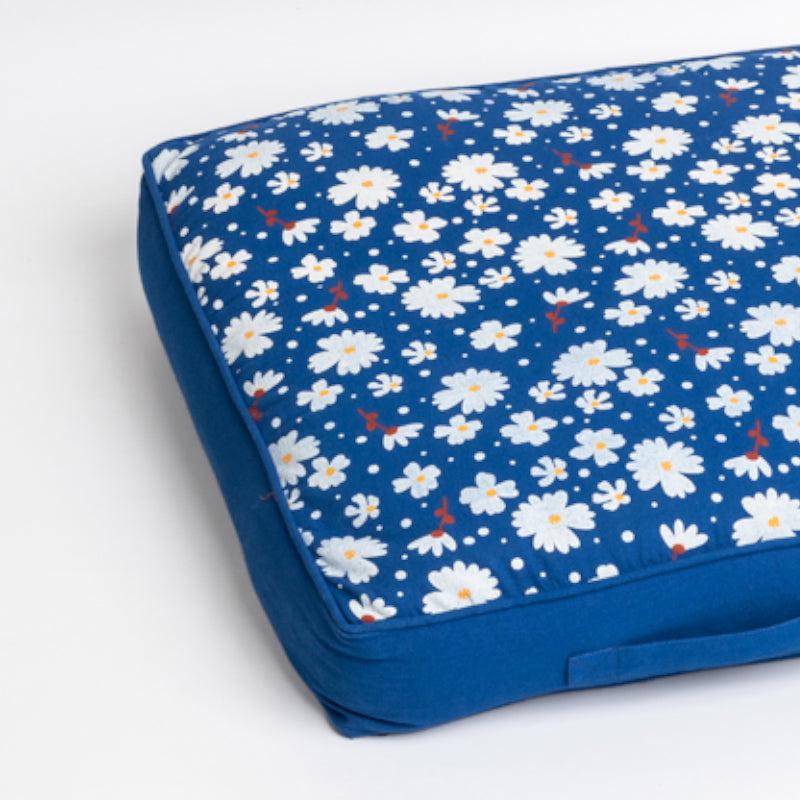 Buy Shannon Floral Floor Cushion - Classic Blue Floor Cushions from Vaaree