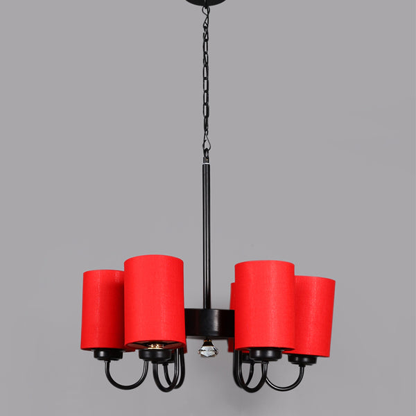 Ceiling Lamp - Viya Cylindrical Chandelier - Red