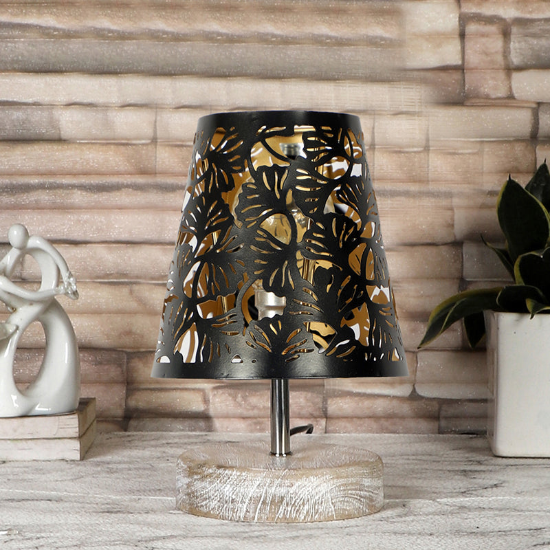 Table Lamp - Rexa Flora Etched Table Lamp - Black