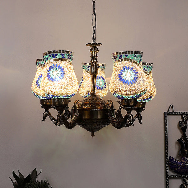 Buy Prita Mayoora Mosaic Golden Antique Chandelier Ceiling Lamp from Vaaree