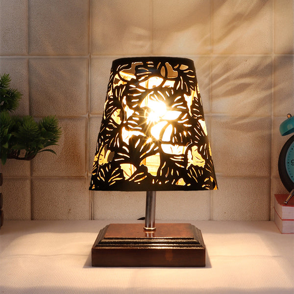 Table Lamp - Niksha Etched Flora Table Lamp - Black