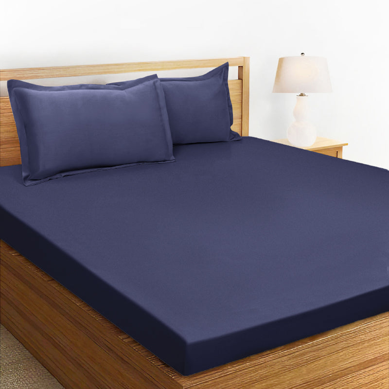 Bedsheets - Sanumi Solid Bedsheet - Navy Blue