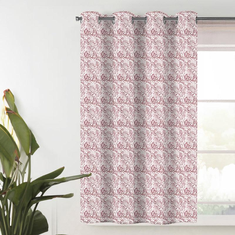 Buy Geralda Flora Semi Blackout Curtain - Red Curtains from Vaaree