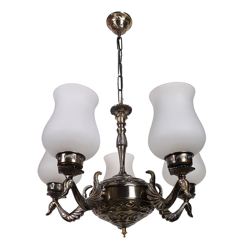 Buy Milky Mayoora Mosaic Golden Antique Chandelier Ceiling Lamp from Vaaree