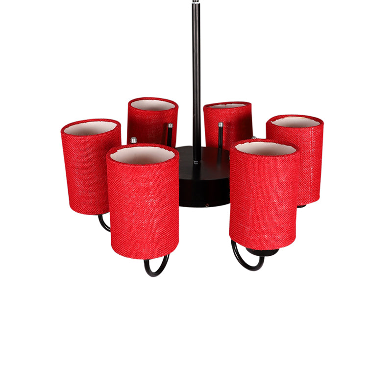 Ceiling Lamp - Viya Cylindrical Chandelier - Maroon