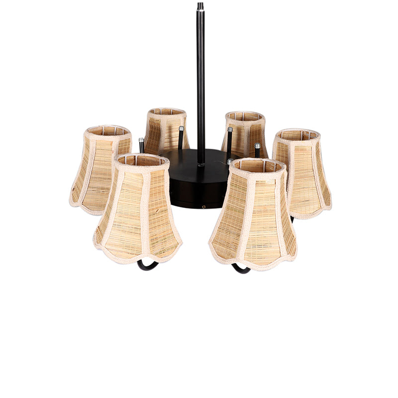 Ceiling Lamp - Bella Bamboo Conical Viya Chandelier - Beige