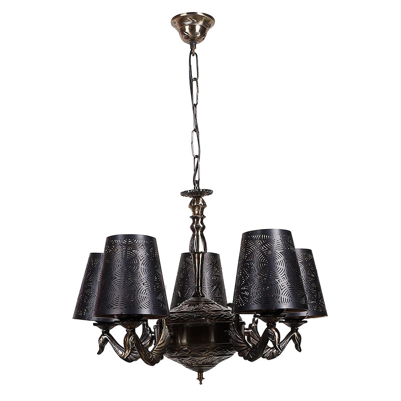 Ceiling Lamp - Thiva Etched Mayoor Golden Antique Chandelier