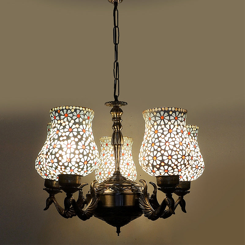 Ceiling Lamp - Dinara Mosaic Mayoora Mosaic Golden Antique Chandelier