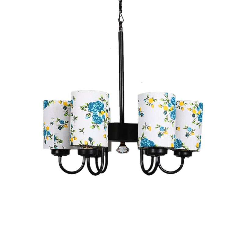 Ceiling Lamp - Blue Fleur Cylindrical Viya Chandelier