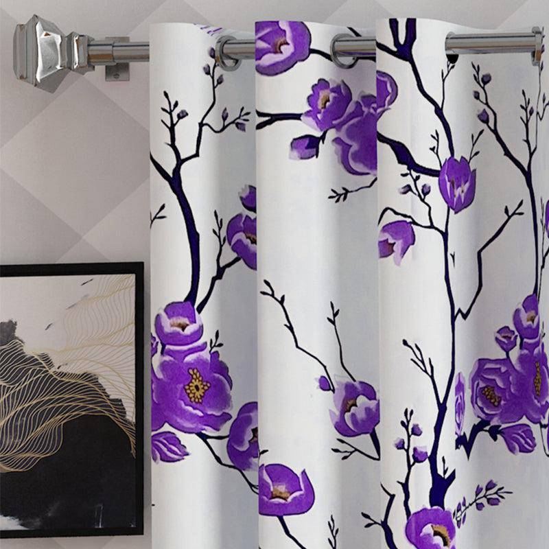 Buy Helio Floral Curtain (Purple) - Set Of Two Curtains from Vaaree