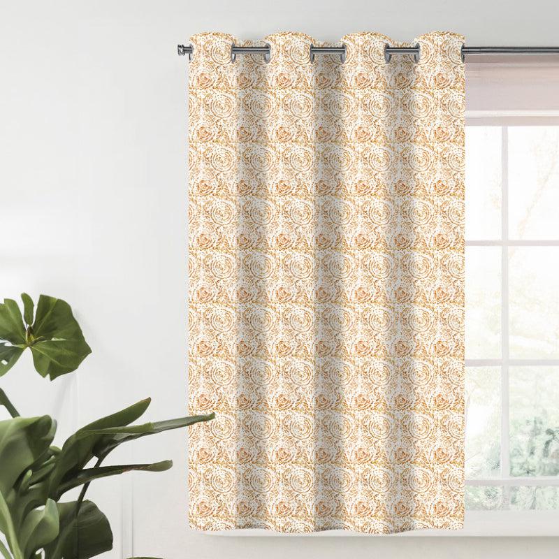 Buy Geralda Flora Semi Blackout Curtain - Yellow Curtains from Vaaree