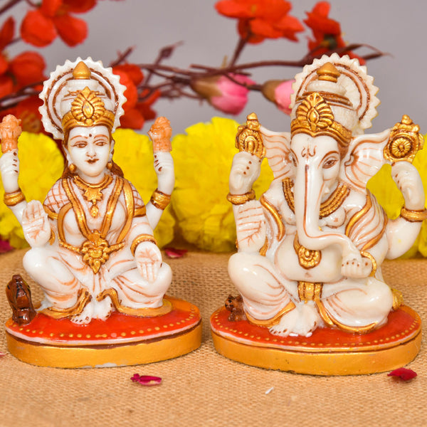Lakshmi Ji And Ganesha Ji Idol - Set Of Two