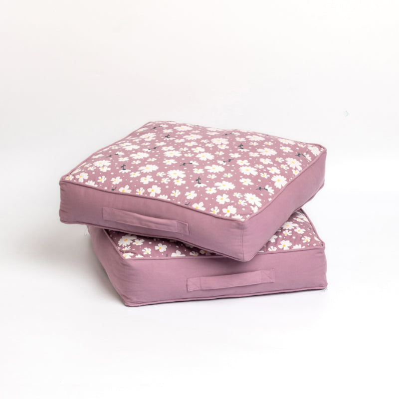 Floor Cushions - Shannon Floral Floor Cushion (Lilac Purple) - Set Of Two