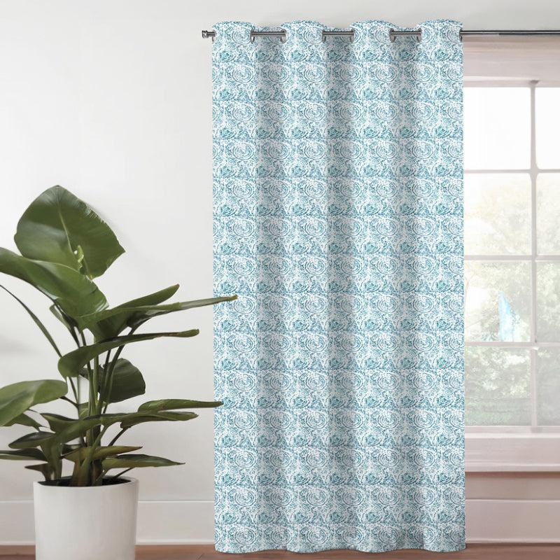 Buy Geralda Semi Blackout Curtain - Blue Curtains from Vaaree