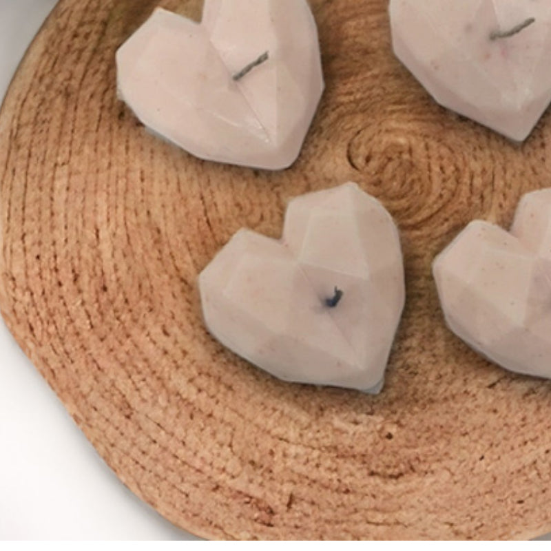 Candles - Heart Carve Cinnamon Candle Holder (White) - Set Of Four