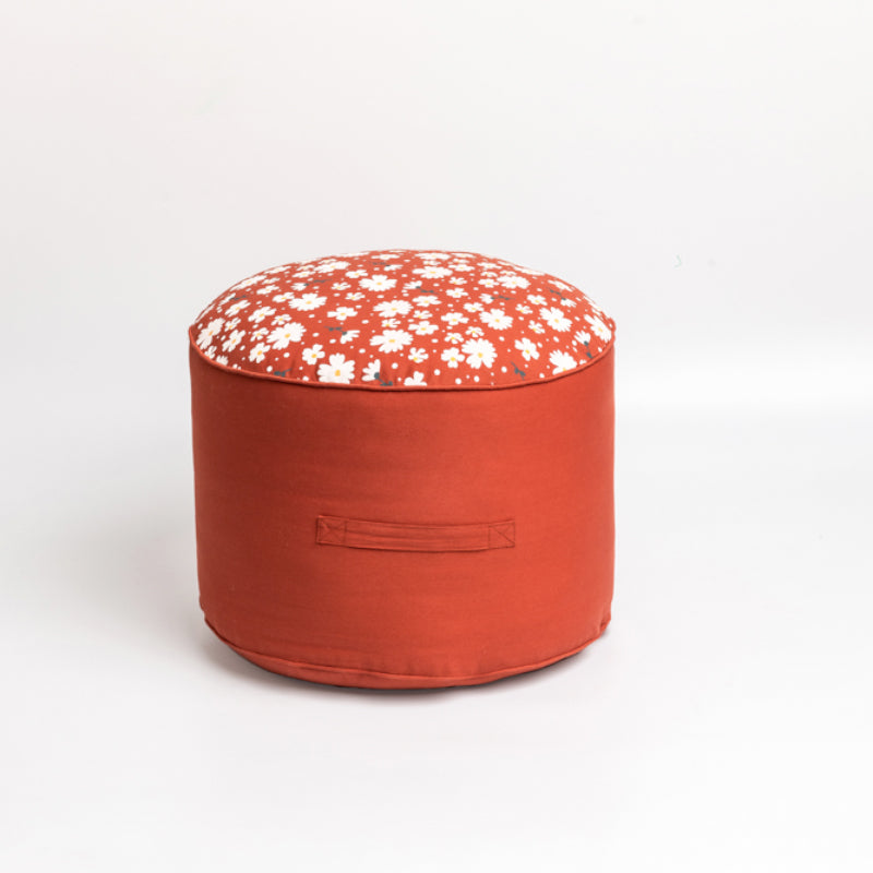 Buy Fiona Floral Plush Pouffe - Terracotta Brown Ottomans & Pouffe from Vaaree