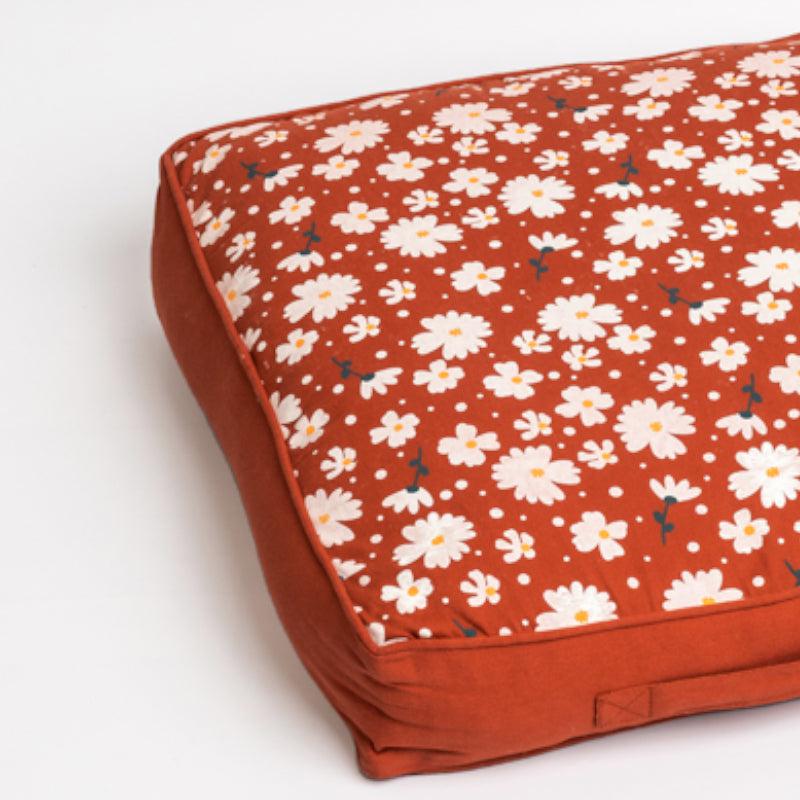 Buy Shannon Floral Floor Cushion - Terracotta Brown Floor Cushions from Vaaree