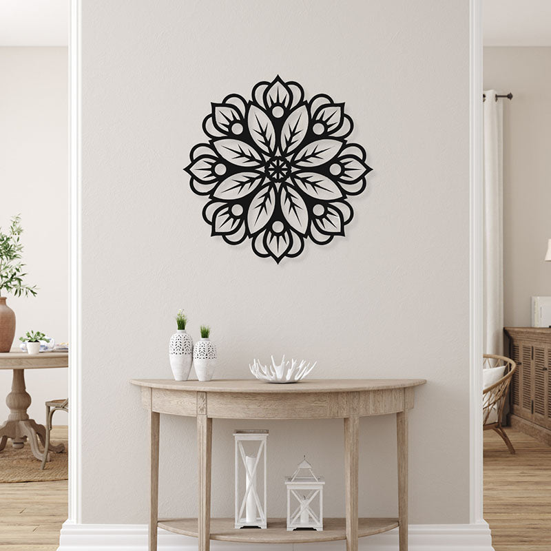 Buy Bloom Mandala Black Wall Art Wall Accents from Vaaree