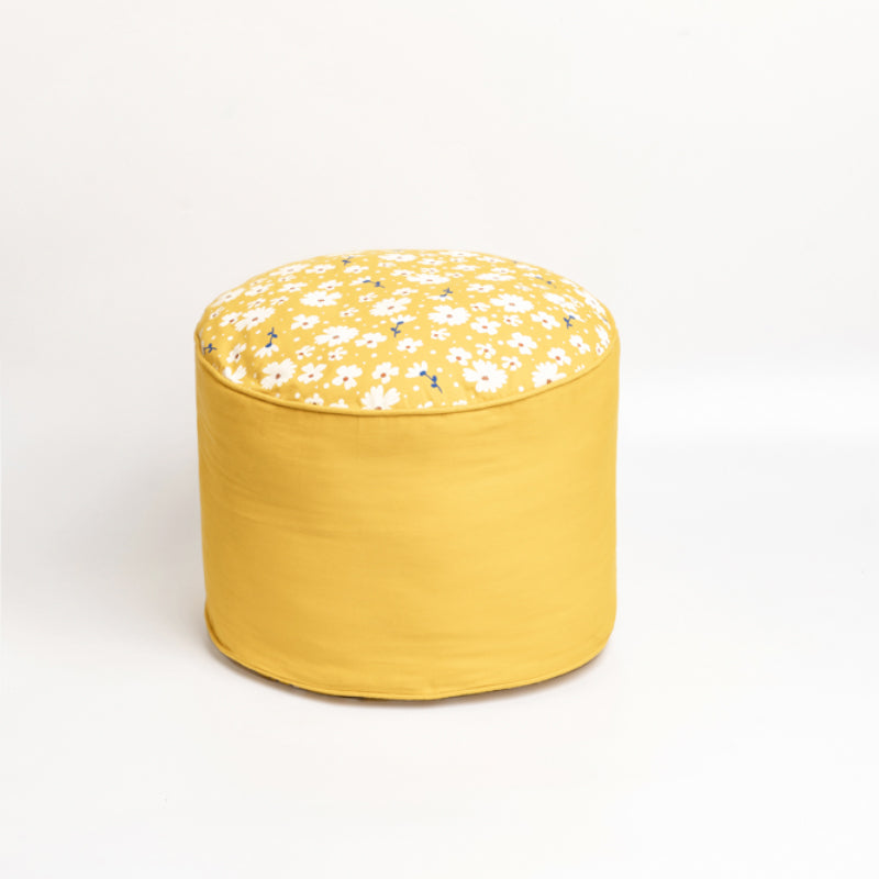 Buy Fiona Floral Pouffe - Mustard Yellow Ottomans & Pouffe from Vaaree