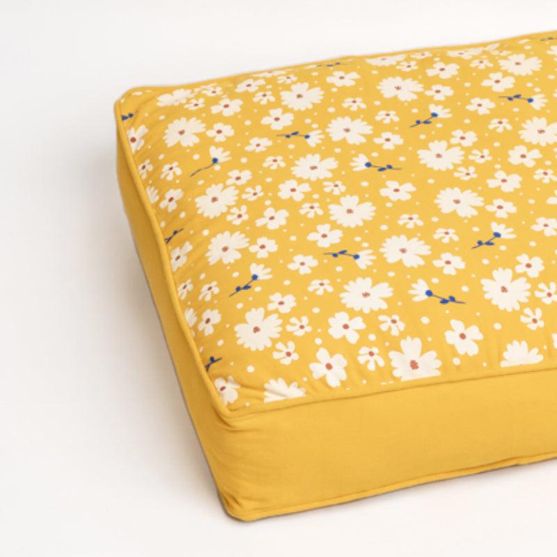 Buy Shannon Floral Floor Cushion - Mustard Yellow Floor Cushions from Vaaree