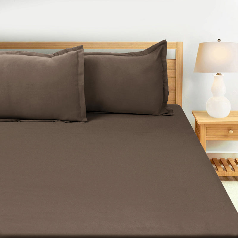 Buy Sanumi Solid Bedsheet - Chocolate Brown Bedsheets from Vaaree