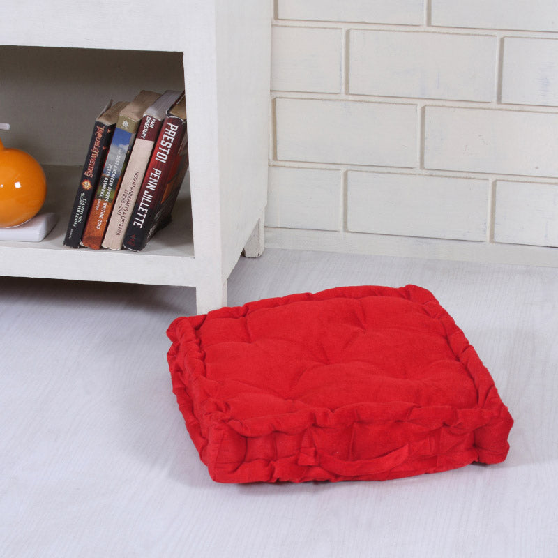 Buy Roe Velvet Floor Cushion - Red Floor Cushions from Vaaree