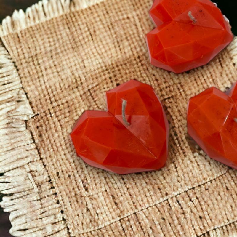 Buy Heart Carve Chocolate Scented Candle Holder (Red) - Set Of Three Candles from Vaaree