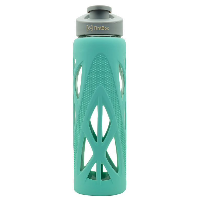 Bottle - Wego Glass Bottle With Silicon Sleeve (750 ML) - Cool Green