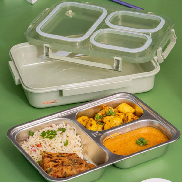 Tiffins & Lunch Box - Miso Kids Leakproof Lunch Box with Compartments (Green) - 850 ML