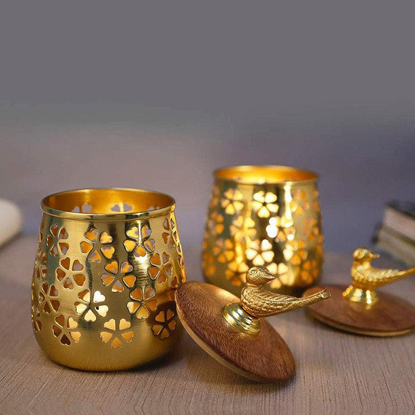 Buy Supriya Tealight Candle Holder With Lid - Set Of Two Candle Holders from Vaaree