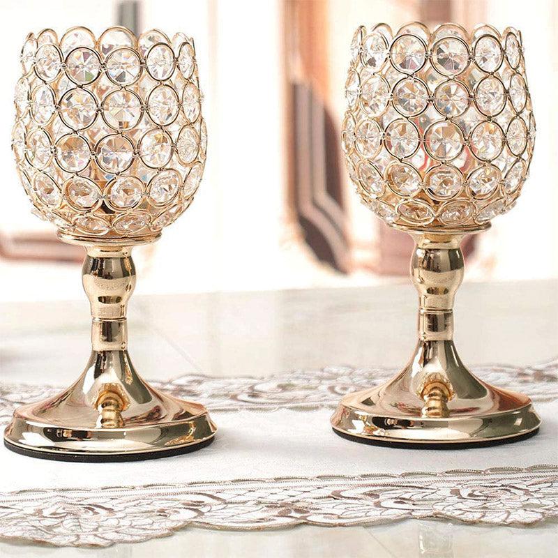 Buy Trimero Crystal Tealight Candle Holder - Set Of Two Candle Holders from Vaaree