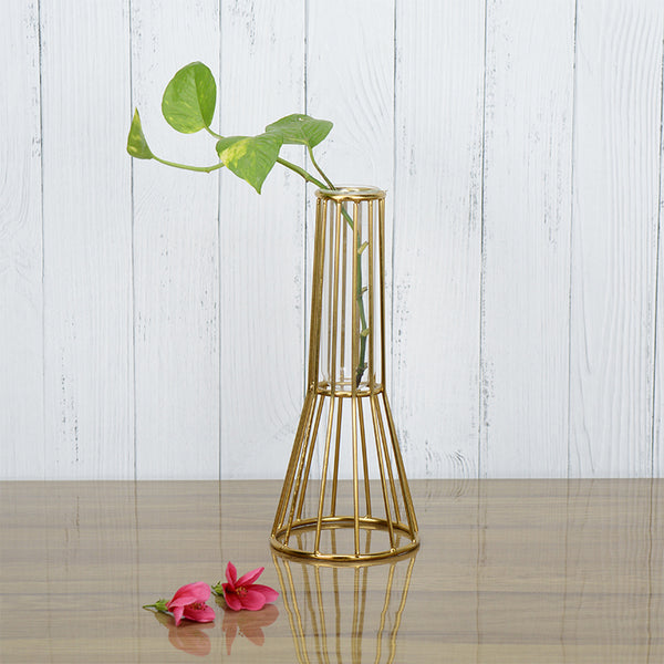 Buy Iara Test Tube Planter - Gold Vase from Vaaree