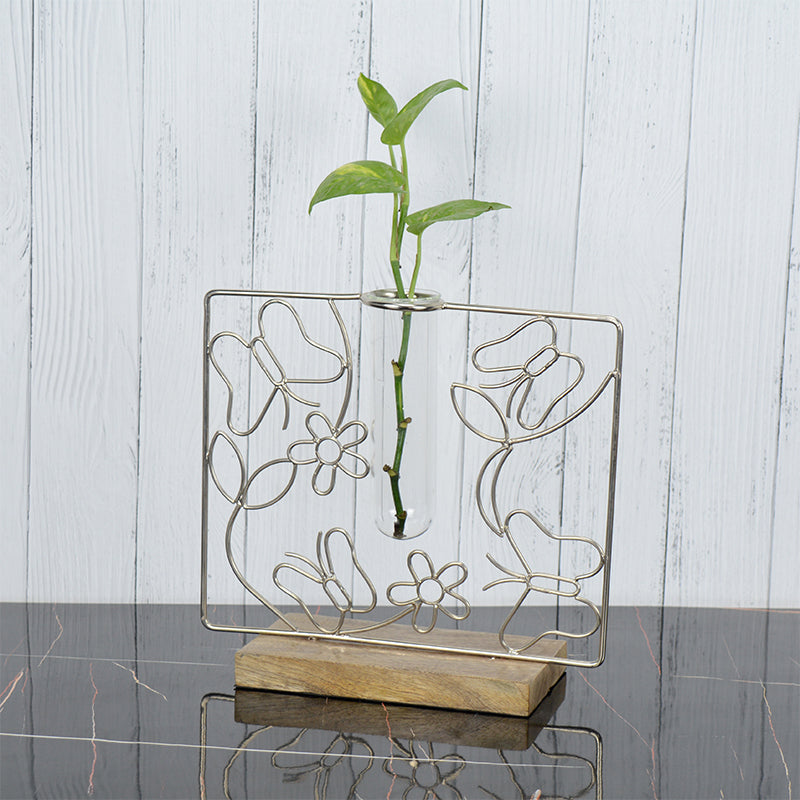 Vase - Floro Bask Test Tube Planter - Silver