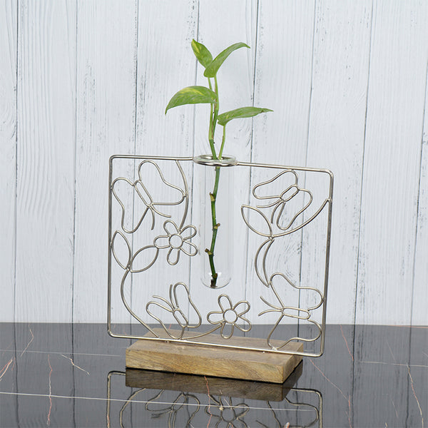 Vase - Floro Bask Test Tube Planter - Silver