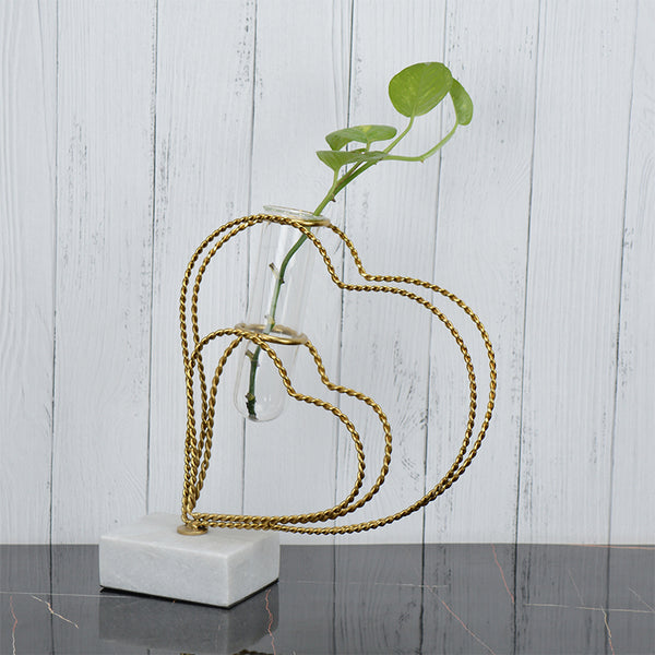 Vase - Crossed Hearts Planter - Gold