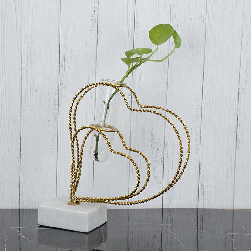 Buy Crossed Hearts Planter - Gold Vase from Vaaree