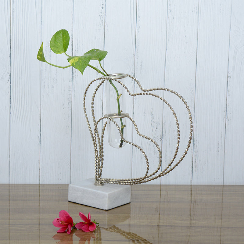 Vase - Crossed Hearts Planter - Silver